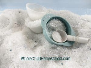 snow sensory bins