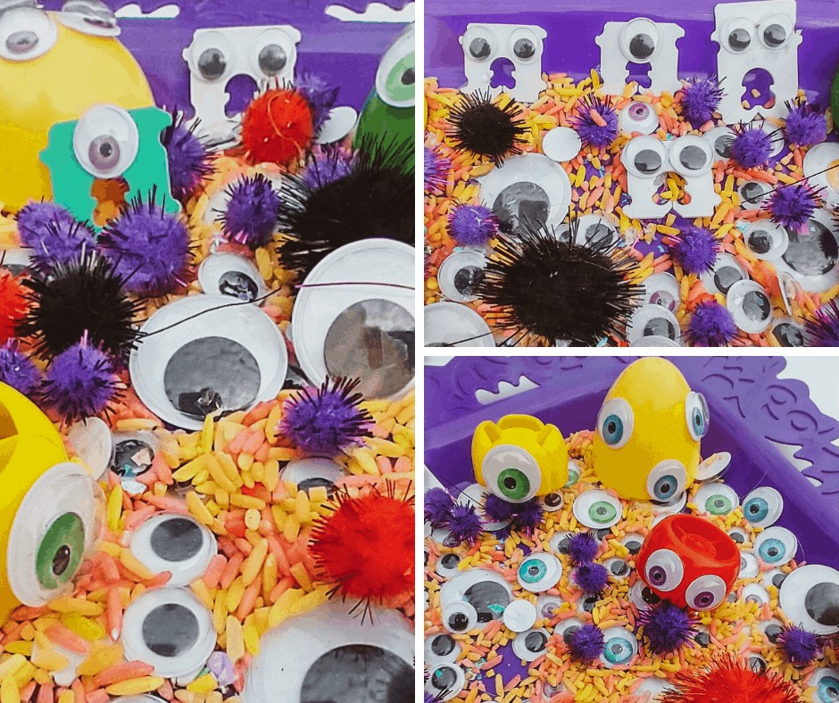 halloween googly eyes sensory bin