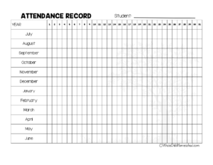 attendance record WCH 24 family school curriculum planner