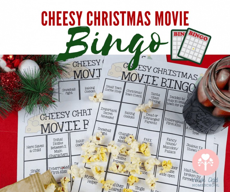 Printable Cheesy Christmas Movie Bingo Cards: Set of 4