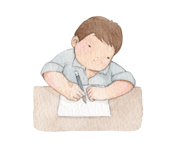 boy writing language arts