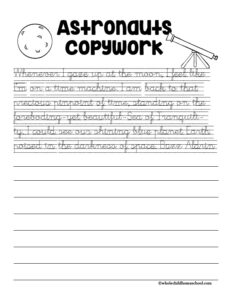 astronaut unit study copywork