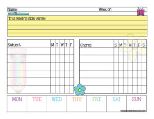 weekly student planner weekly student planner page