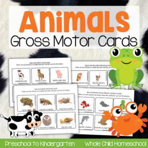 preschool movement cards animal theme