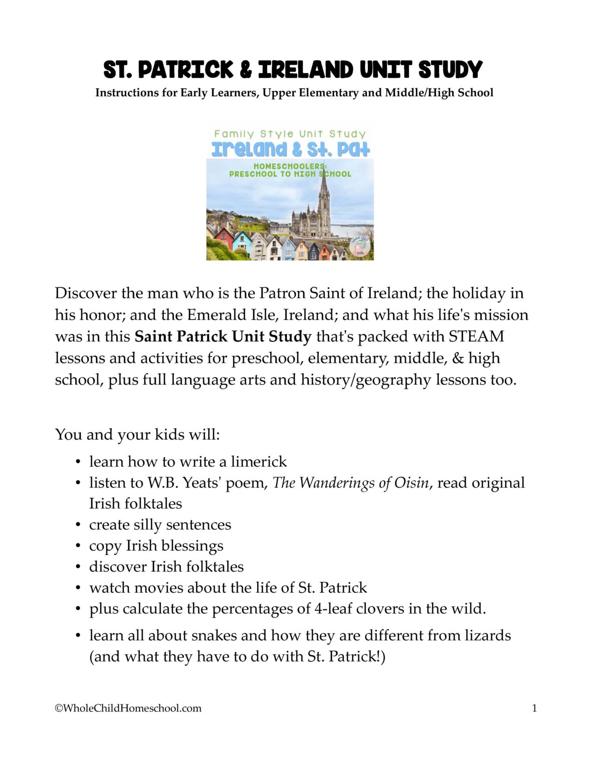 St. Patrick Unit Study BUNDLE
