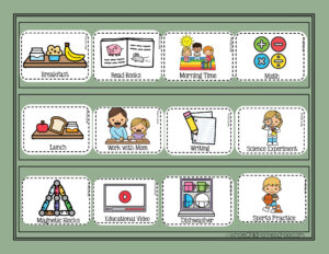 adhd task cards example WCH daily visual schedule