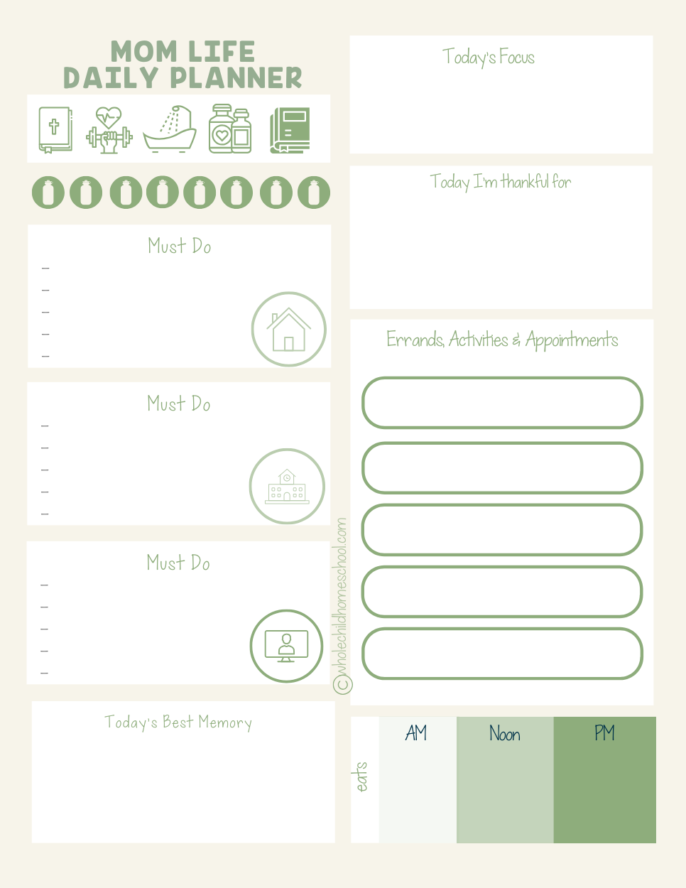 ULT HOMESCHOOL MOM LIFE PLANNER PAGE